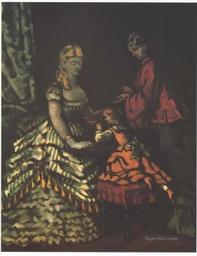 Interior con dos mujeres y un niño Paul Cezanne Pinturas al óleo